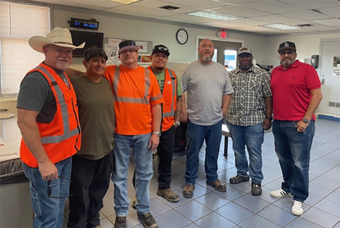 Team members at our Fresno hub include Conductor Ken Cowger, Switchman Liza Perez, Engineer John Chamberlin, Engineer Student Jonathan Munoz, Training Coordinator Corey Armstrong, Safety Coordinator Curtis Jackson and Rules Trainer Raul Reyes. Team members at our Fresno hub include Conductor Ken Cowger, Switchman Liza Perez, Engineer John Chamberlin, Engineer Student Jonathan Munoz, Training Coordinator Corey Armstrong, Safety Coordinator Curtis Jackson and Rules Trainer Raul Reyes.