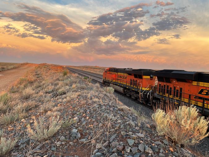A BNSF train on the Clovis Subdivision A BNSF train on the Clovis Subdivision