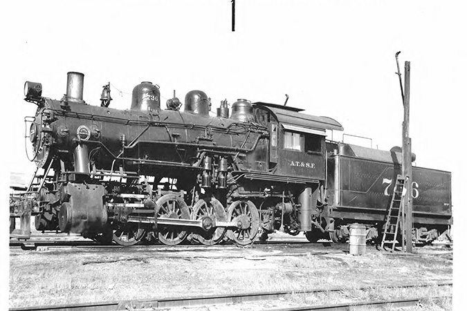 Santa Fe No. 736 in Enid, Oklahoma on Feb. 6, 1938. Santa Fe No. 736 in Enid, Oklahoma on Feb. 6, 1938.