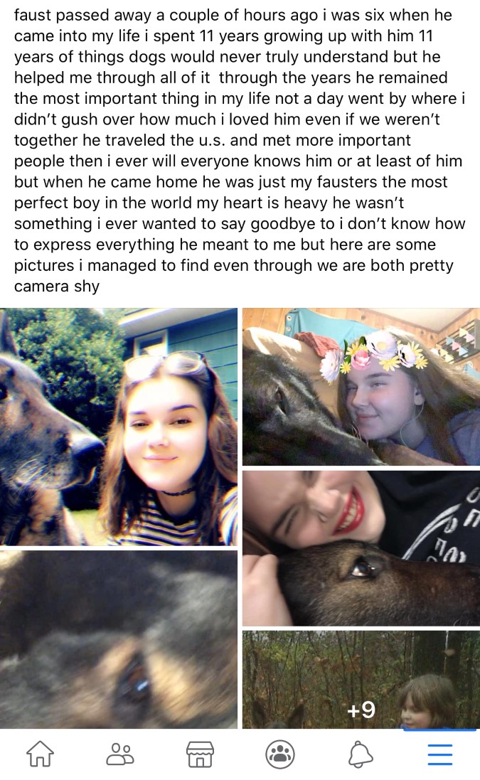A heartfelt social media post written by Schaffer’s daughter. A heartfelt social media post written by Schaffer’s daughter.