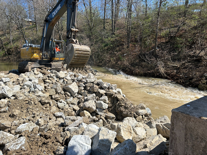 The site is prepared for new bridge construction on April 8. The site is prepared for new bridge construction on April 8.