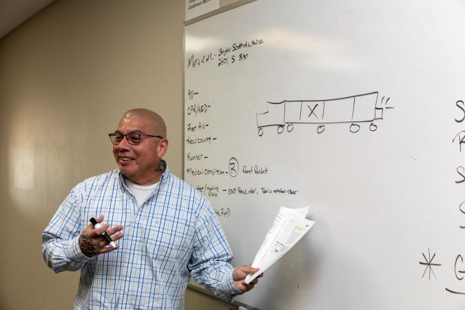 Carmona in the classroom.