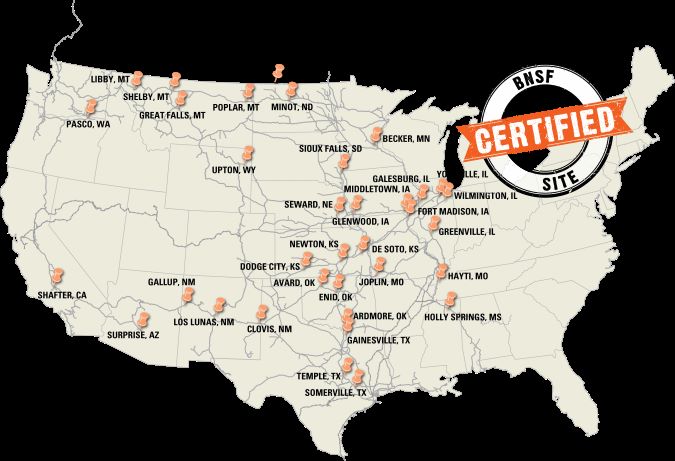 BNSF’s roster of Certified Sites, now numbering 35. BNSF’s roster of Certified Sites, now numbering 35.