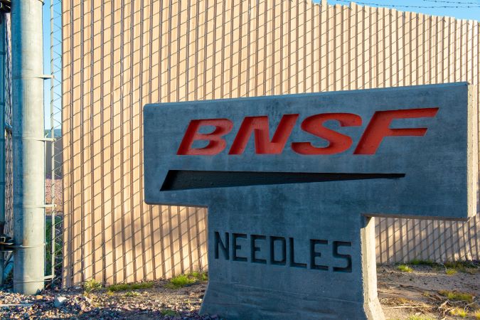 BNSF sign at the Needles, California terminal. BNSF sign at the Needles, California terminal.