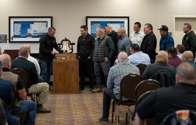 California Division Engineering employees receive their bell. California Division Engineering employees receive their bell.