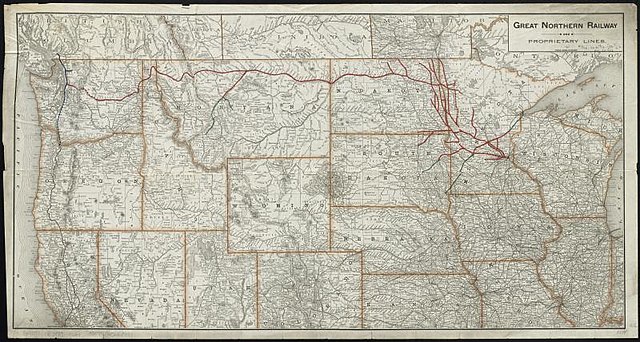 A map of Great Northern Railway’s transcontinental network