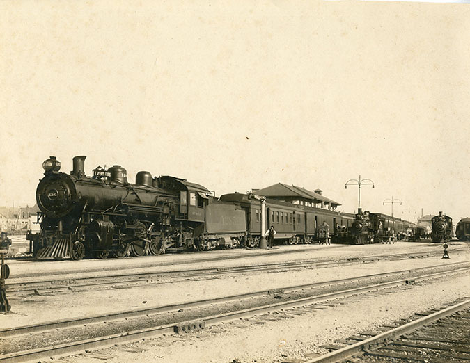Archival photo of a steam train at Temple Archival photo of a steam train at Temple