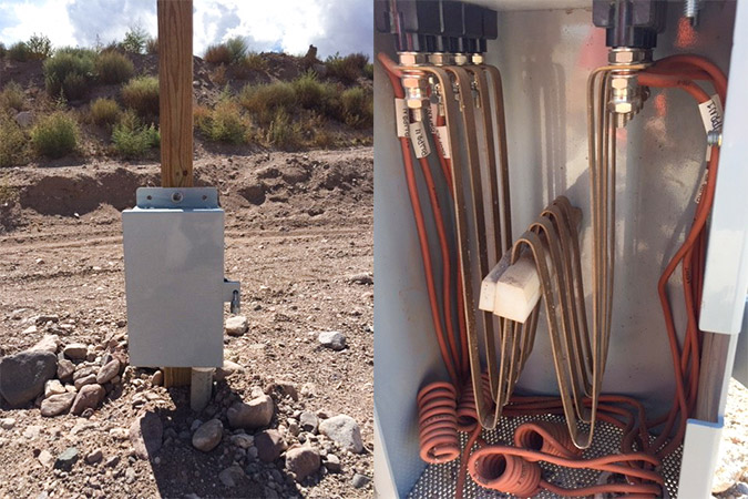 Left, the exterior of a high-water detector and the interior, right. Left, the exterior of a high-water detector and the interior, right.