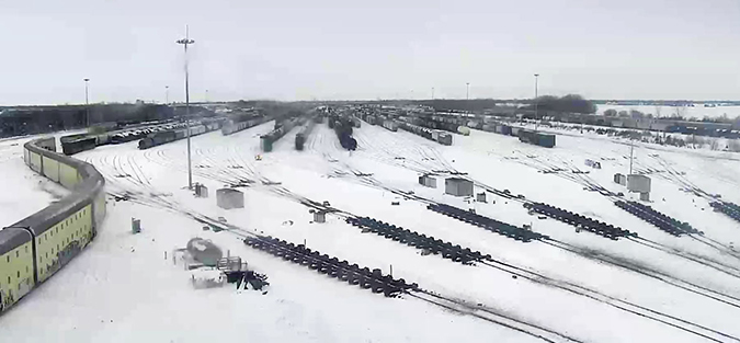 The yard in Galesburg, Illinois, looks frozen in time, but trains kept on moving. The yard in Galesburg, Illinois, looks frozen in time, but trains kept on moving.